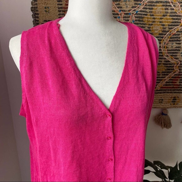 Zara Linen Blend Oversized Button-Down Vest - Picture 3 of 10